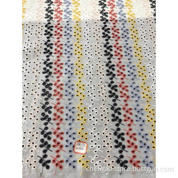 Six Color Leaves Cotton Embroider Fabric